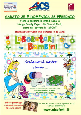 Stand A.I.C.S. Forlì sabato 25 e domenica 26 febbraio all'Happy Family Expo!!